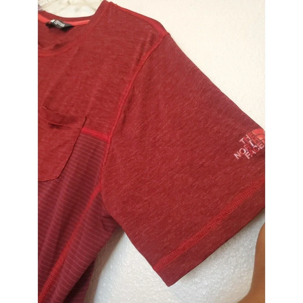 The North Face‎ T-shirt Flash Dry 100% Polyester Men's L Maroon Short Sleeve Tee - Picture 9 of 16